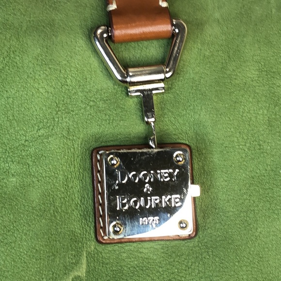 VINTAGE DOONEY BOURKE Hobo Brown Shoulder Strap Green Suede Bag with Pin Lock - Picture 12 of 17